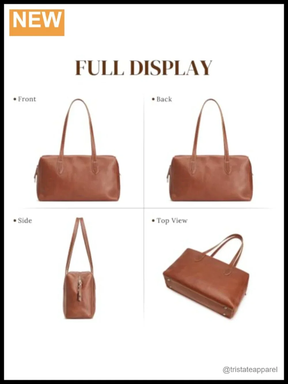 Vintage Hobo Bag with Zipper Closure Full Grain Leather Shoulder Tote